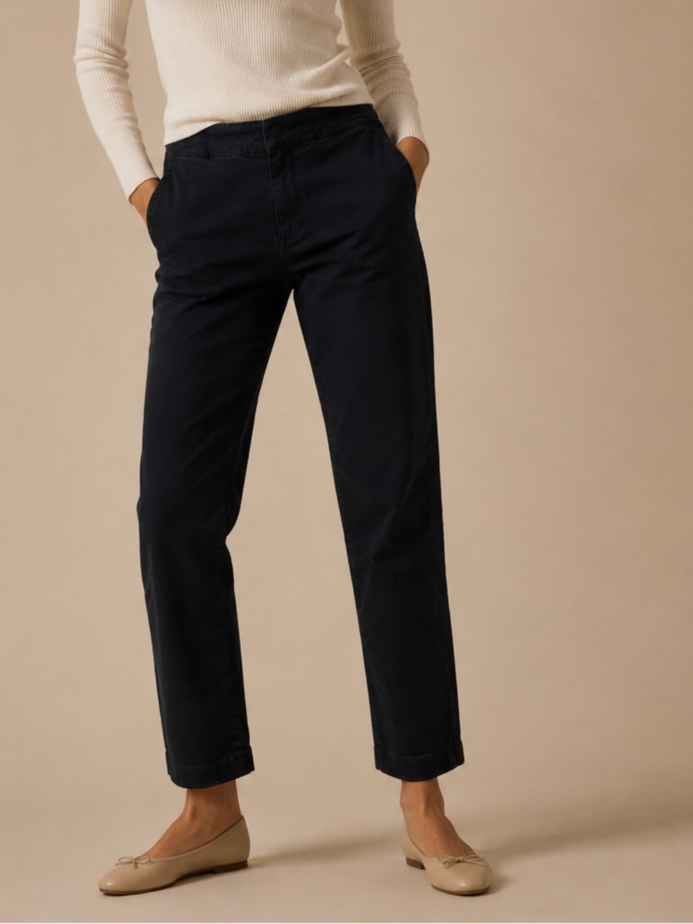 Miracle Black Pull On Slim Pants Stretch Shaping Career Casual Trousers M